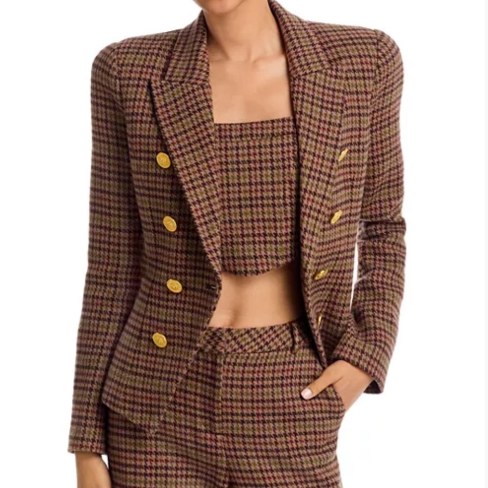 L'AGENCE Bethany Structured Tweed Blazer Jacket - Picture 2 of 14